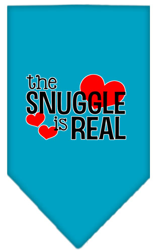 The Snuggle is Real Screen Print Bandana Turquoise Small